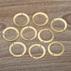50PCS/lot 22mm Stardust Double Holes Copper Charm Pendants Geometry Brass Flat Round Charms Fit Bracelets Jewelry DIY Making