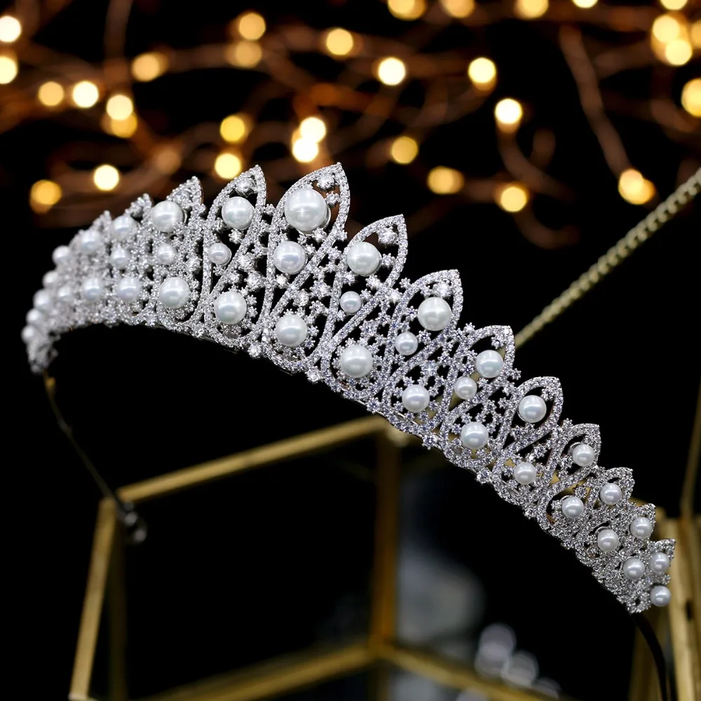 

ASNORA Coroa De Noiva Wedding Tiara Nupcial Bridal Crowns Wedding Hair Accessories Hair Jewelry Quecess Tiaras Pearls Zircon