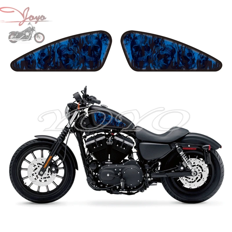 

Motorcycle Blue Skull Flame Decal Fuel Tank Decals Stickers For Sportster XL883N XL883R XL883C XL1200N XL1200V XL1200X XL1200C