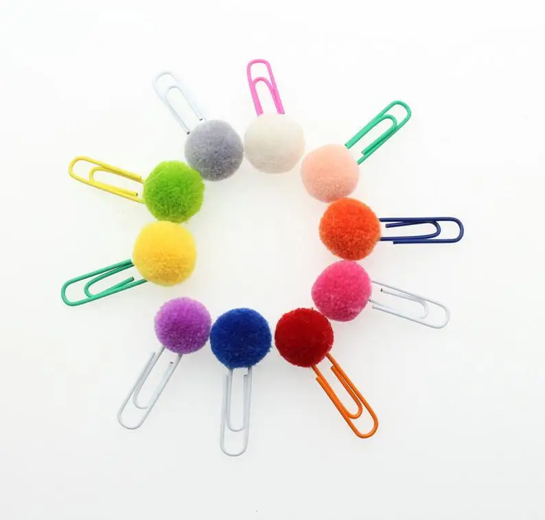 120 piece set, 17 x 40 mm,Hairball mix color Paper clip, Plush Ball paper clips, Scrapbooking, School office supplies