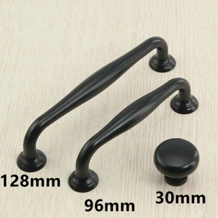 

96mm 128mm modern simple black furniture handles black drawer cabinet knobs pulls 5" 3.75" antique black dresser door handles