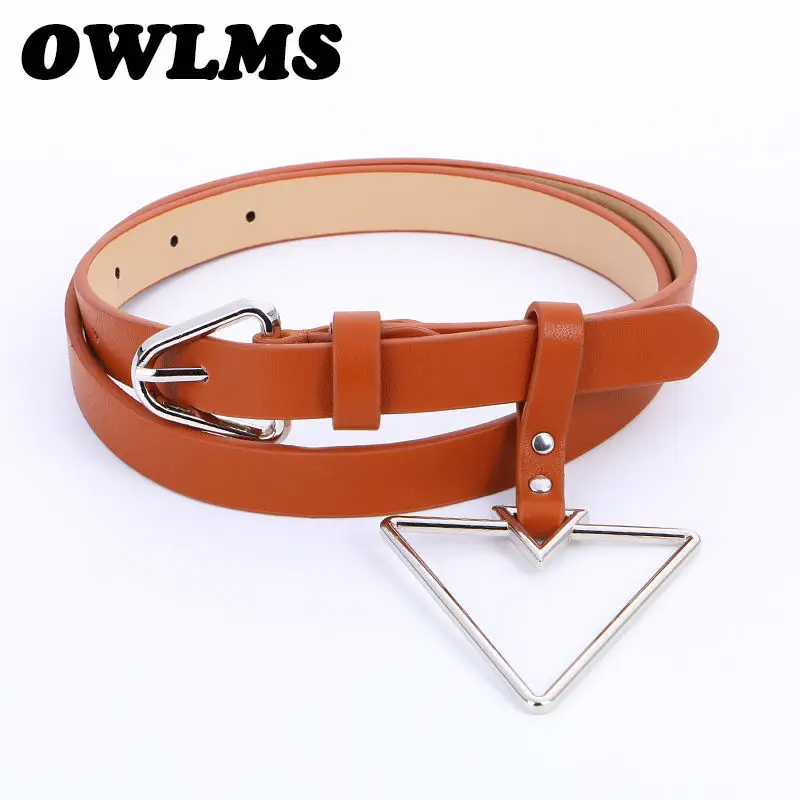 Triangular Needle Buckle Hang Ring Women Thin Belt Students Decorated Casual Pants Women HOT Triangle Pin Silver Buckles Belts