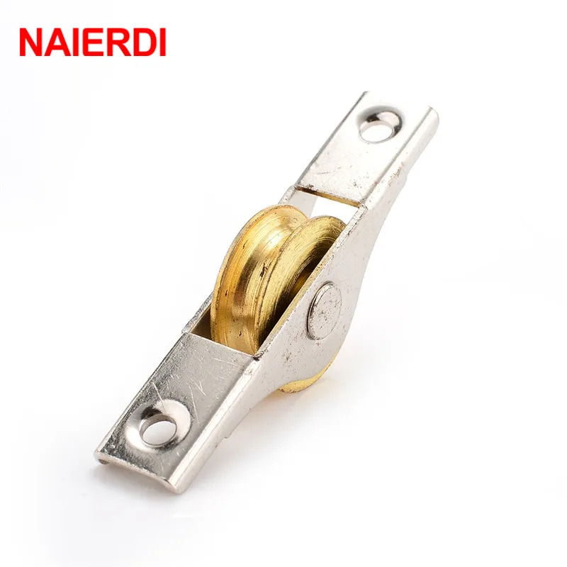 NAIERDI 4PCS Sliding Door Roller Cabinet Copper Caster Wheel Pulley Runners For Wardrobe Window Furniture Hardware