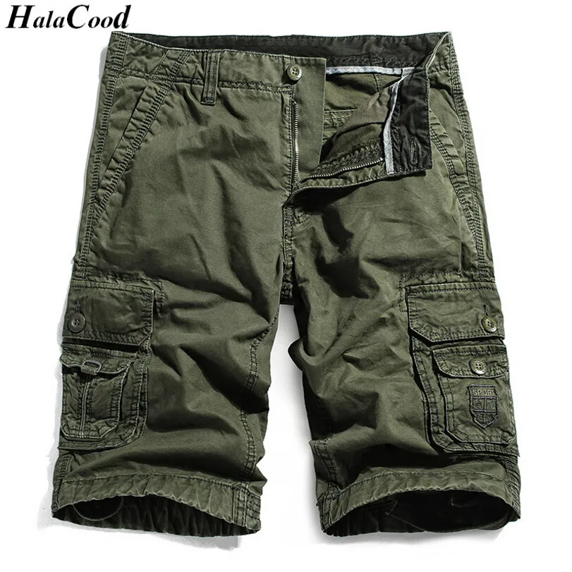 HALACOOD 2017 New Summer Fashion Section Denim Shorts Men's Cotton Short Plus Size Fat Increase Elastic Young Men Bags Overalls