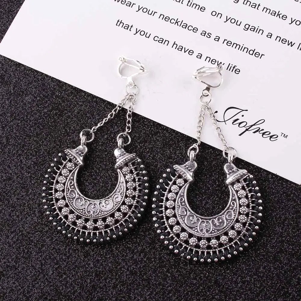 FAMSHIN 2018 Fashion Boho Long Clip on Earrings For Women Jewelry Vintage Earrings Power Bohemian Rope Wrap Earrings