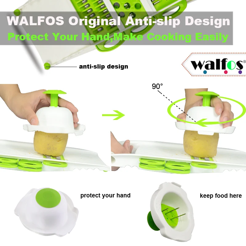 WALFOS Mandoline Peeler Grater Vegetables Cutter Tools with 5 Blade Carrot Grater Onion Vegetable Slicer Kitchen Accessories