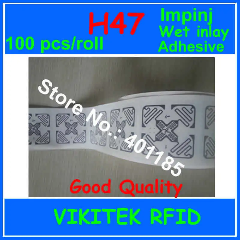 

Adhesive wet ture 3D inlay Impinj H47 sticker UHF RFID 100pcs 860-960MHZ Monza4 915M EPC C1G2 ISO18000-6C can be use rfid tag