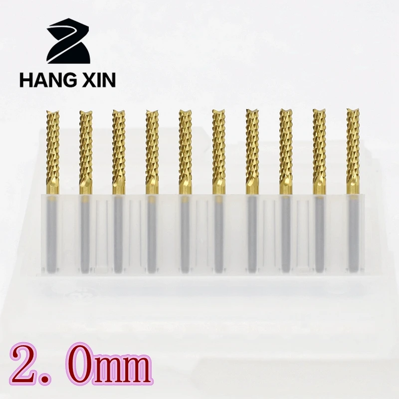 Carbide PCB Milling Cutter 2.0mm CNC Woodworking Cutting Machine 10PCS Router Diamond Metal Tools Strawberry Milling Cutter