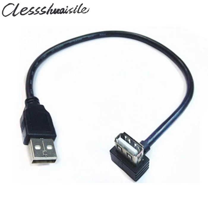 Cable de extensión USB 2,0 tipo A macho hasta ángulo recto, conector hembra de 90 grados, 20cm