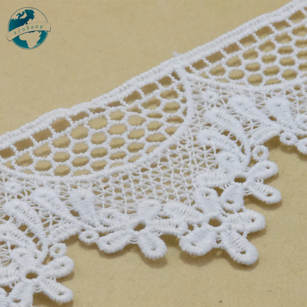 5.9cm Width White Polyester Embroidery French Lace Ribbon Fabric Guipure Diy Trims Warp Knitting Sewing Garment Accessories#3728