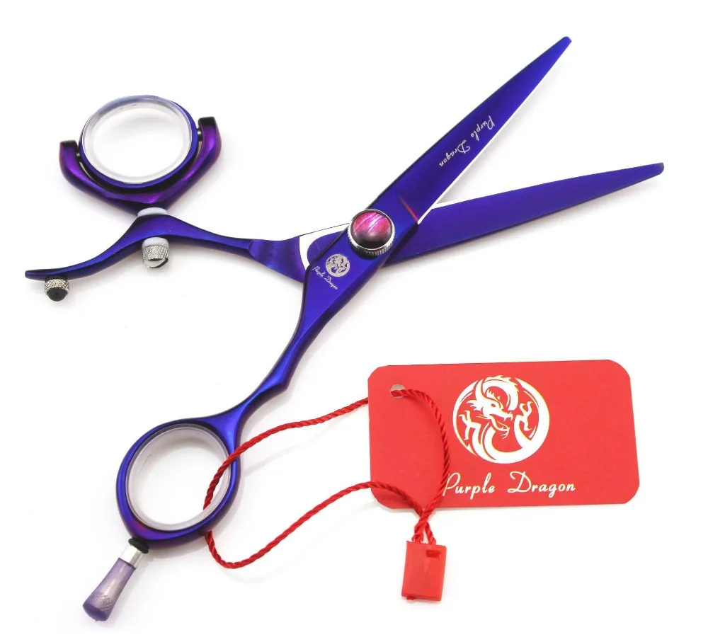 

610# 5.5'' Brand Purple Dragon TOP GRADE Hairdressing Scissors JP 440C 360 Degree Rotation Barbers Cutting Shears Hair Scissors