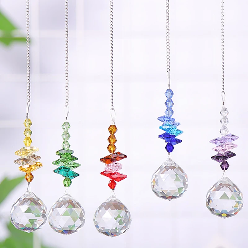1PCS Hanging Crystal Ball Suncatcher Prisms Rainbow Pendants Wedding Garden Decoration Gifts