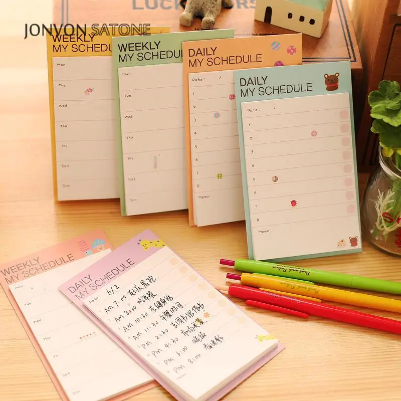 Jonvon Satone New 2018 Time Organizer Daily Planner Memo Pad Stationery Sketchbook Diary Drawing School Notebook Paper Stickers