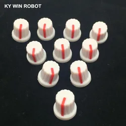 New 10 Pcs Red 6mm Shaft Hole Dia Plastic Threaded Knurled Potentiometer Knobs Caps