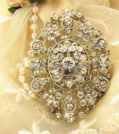 Cheap Price Wholesale Vintage Silver Tone Crysal Flower Pin Brooch Bridal Dress Jewelry Costume Brooch