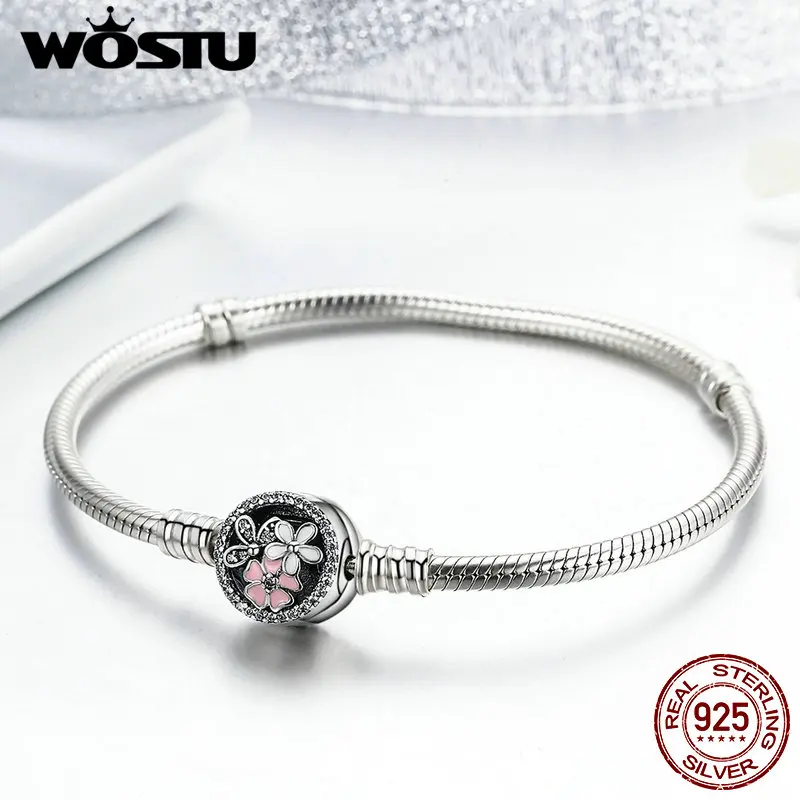 

WOSTU 100% 925 Sterling Silver Poetic Blooms Bracelet & Bangles For Women Fit DIY Charms Beads Original Jewelry Gift FBS919