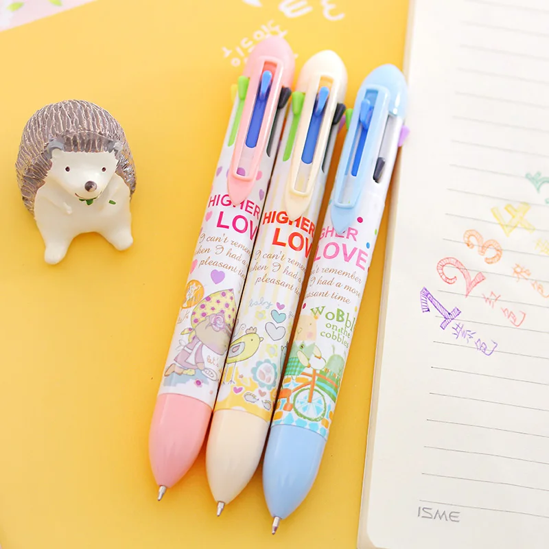 

3 Pcs/lot creative Cute Cartoon Rainbow 7 colors ballpoint pen multicolor ink Press pen Stationery Gifts school office supplies