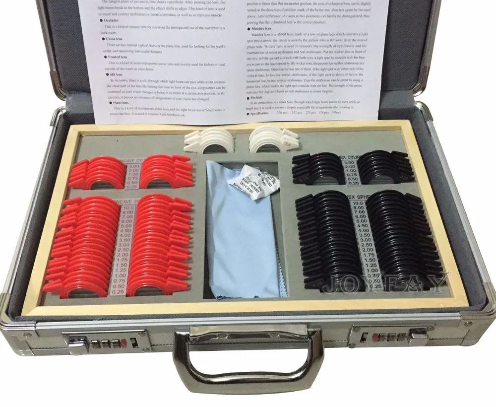 104 pcs Optical Trial Lens Set Plastic Rim Aluminum Case + 1 Free Trial Frame