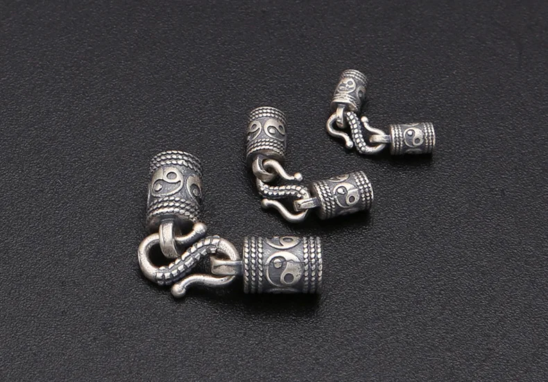 100% 925 Silver Bracelet Fasteners Sterling Necklace Fasteners Pure Silver Jewelry Clasp Hook Fengshui Bagua Symbol Good Luck