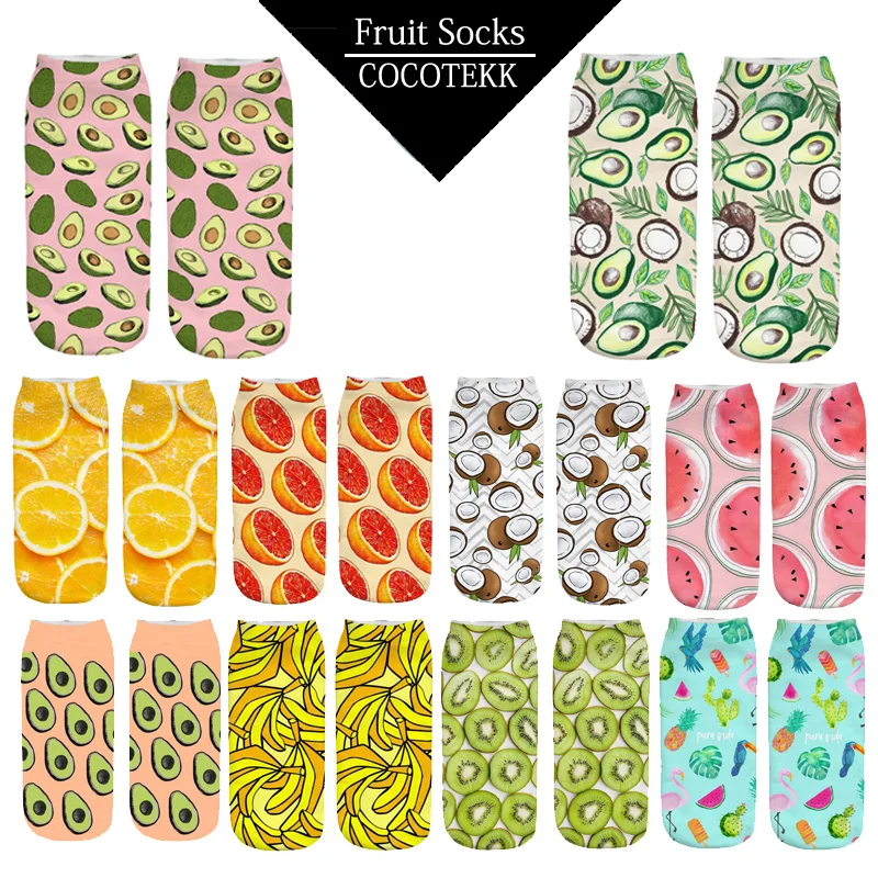 Mode 3D Druck Frauen Socken Kreative Obst Socken Kawaii Kurze Baumwolle Low Cut Ankle Socken Lustige Nette Casual Socken Mädchen geschenke