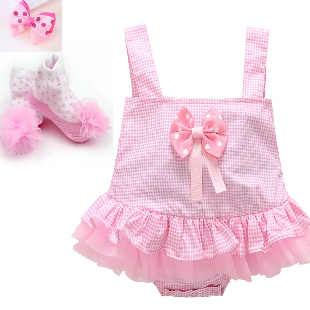 

dollmai reborn silicone dolls baby clothes pink romper dress for 50-57cm dolls accessories with socks and headdress