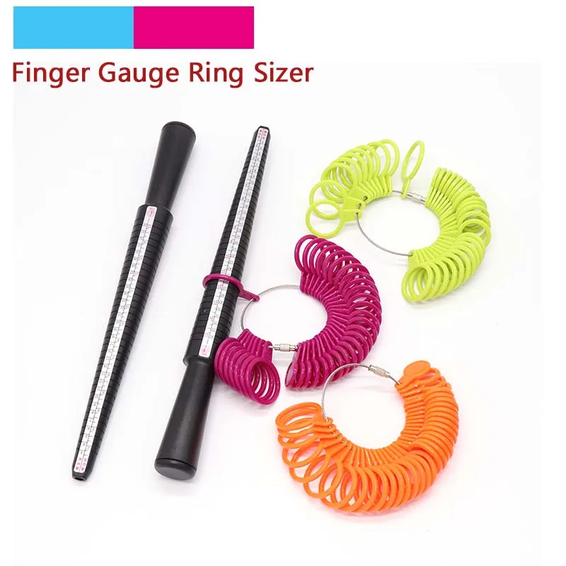 Superior Plastic Ring Size Gauges Set Measuring Ring with Rings Mandrel Sizer Finger Sizing Measuring Stick Ring Jewelry Tools