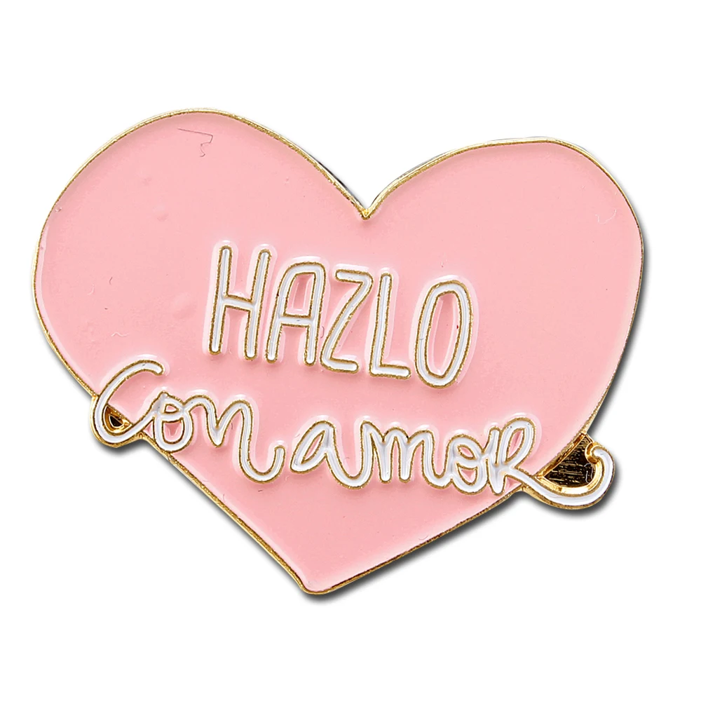 Manufacturer Promotional Pink Love Badge Arm Shape Plating Badge