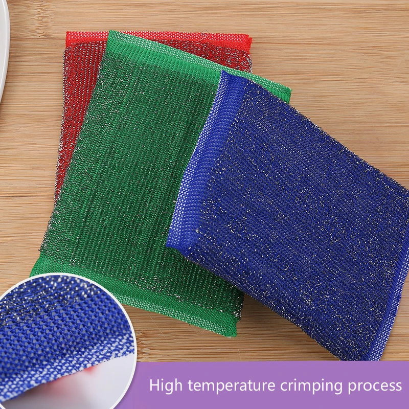 Practical Stainless Steel Wire Sponge Scouring Cloth Kitchen Decontamination Clean Bowl/dish/pot Brush Household Cleaning Tool