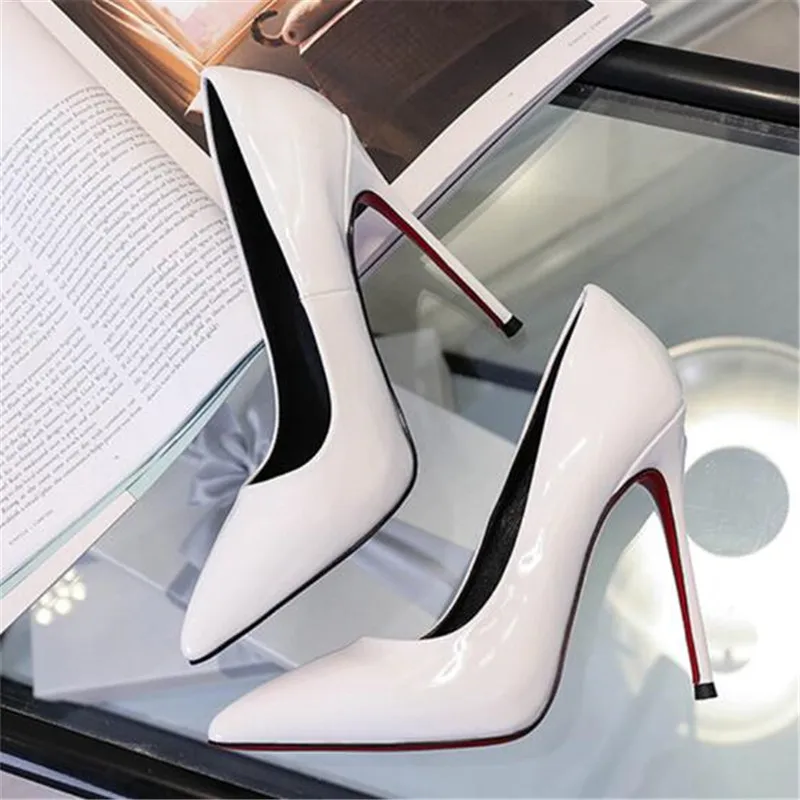 Shoes Woman High Heels Pumps 11cm Tacones Pointed Toe Stilettos Talon Femme Sexy Ladies Wedding Shoes Black Heels Big Size 35-44