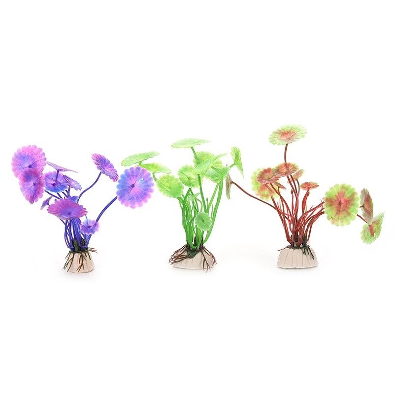 2Pcs NEW Purple Artificial Vivid Plastic Aquarium Decorations Plants Fish Tank Grass Flower Ornament Aquatic Animals Accessories