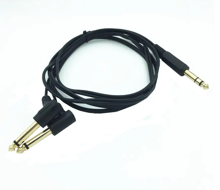 Guitar Y Cable 5 Feet Gold Plated 6.35mm Male TRS Stereo to Dual 2 x 6.35mm Male TS Mono Right Angle Y Splitter Audio Cable 1.5m