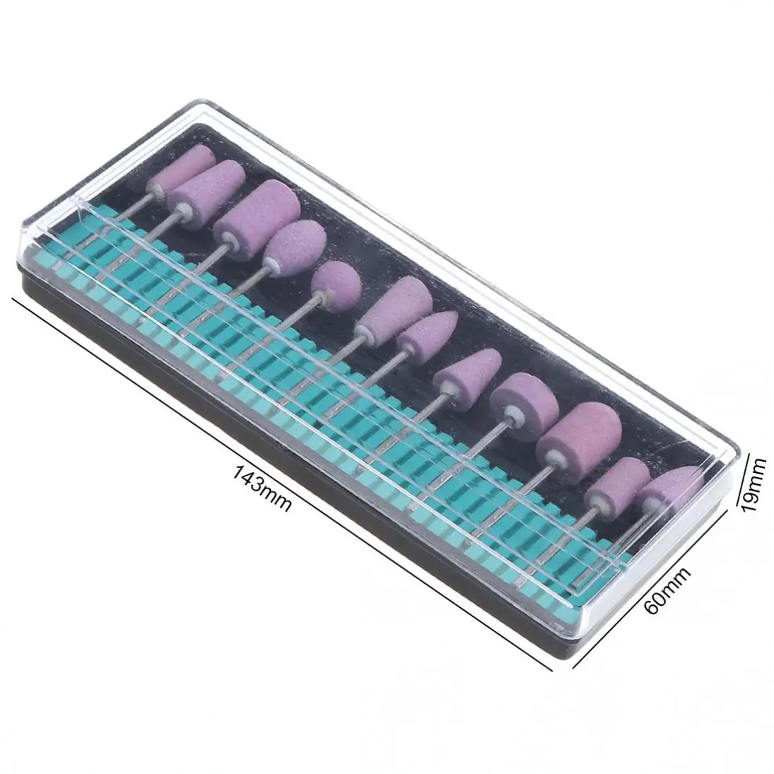 12pcs/lot Stainless Steel Electric Manicure Head Ceramic Nail Bits with Plastic Box and Various Shapes for Manicure Pedicure