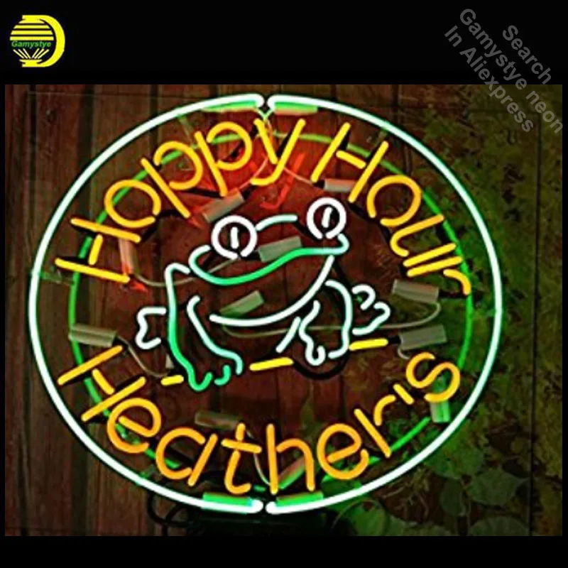 Neon Signs for Happy Hour Neon Light Sign Frog Heathers Handcrafted arcade Neon Bulb Lamps Commercial Decorate Room Clear Board