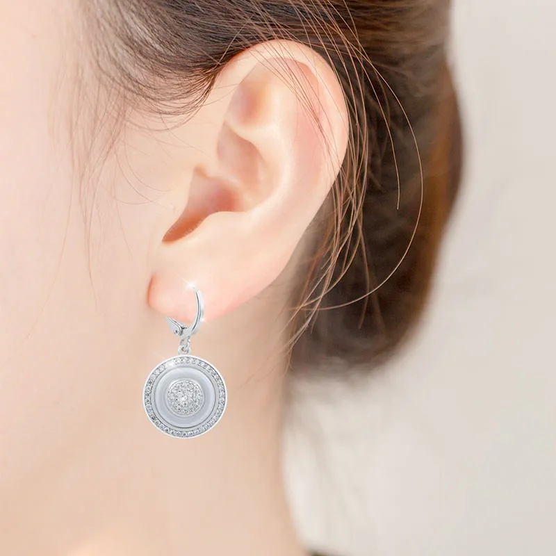 White Blue Pink Hoop Earrings for Women 2019 New Circle Geometric Ceramic Round Earring Elegant Jewelry Wedding Jewelry Gifts