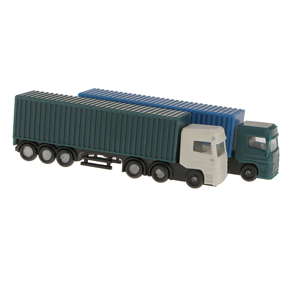 2Pcs Model Container Truck Figure Transporter Truck Vehicle Car Kids Toys 1:150 N Scale Building Street Scenery Layout Accessory