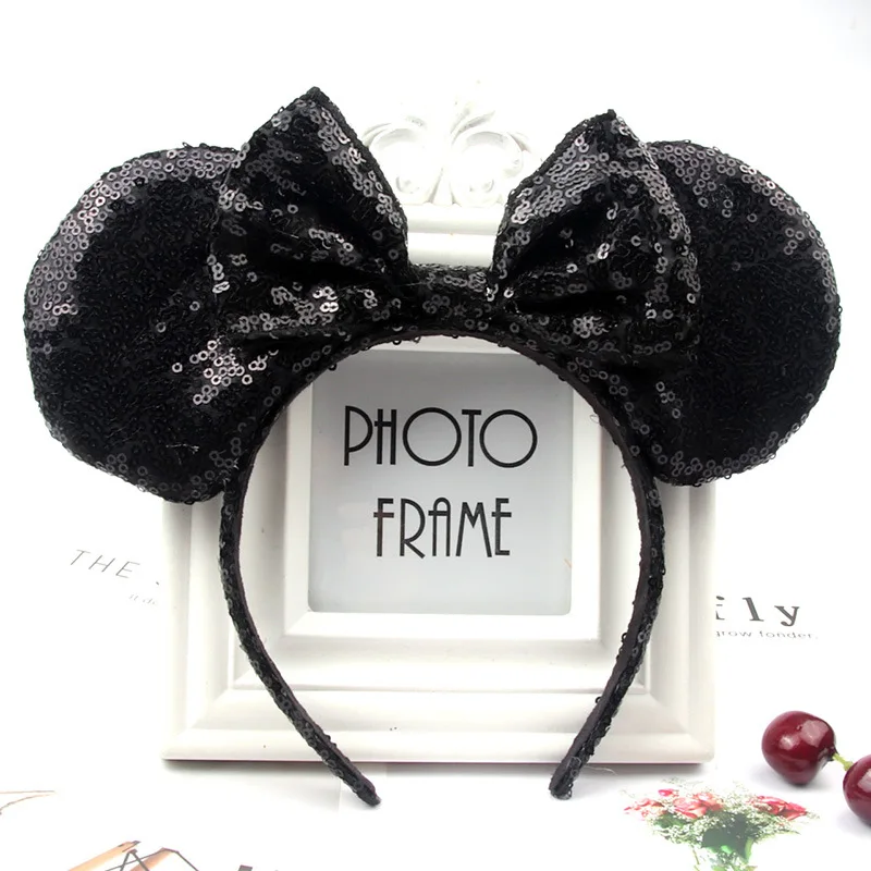 Bé Gái Đầu Sequin Nơ Mũ Băng Đô Quấn Tóc Dành Cho Bé Gái Minnie Tai Chuột Hairbands Sinh Nhật Bé Phụ Kiện Tóc Thời Trang