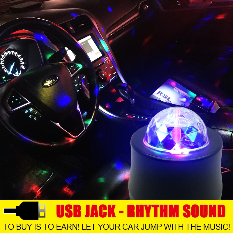 Car RGB Atmosphere LED Lights Music Rhythm Activated Auto Decoration Lamps Bulbs Car Styling Decors DJ Disco Stage Effects USB