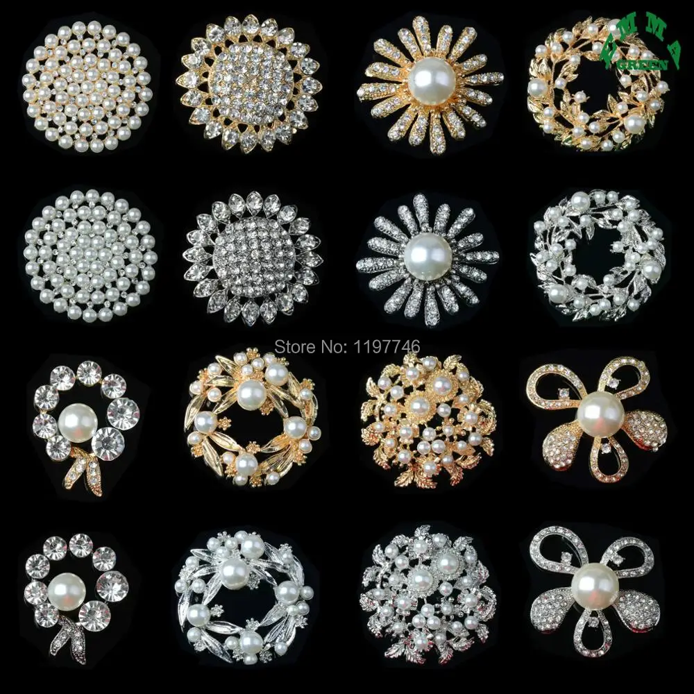 Pearls Cluster Bouquet Flora Lily Rose Camellia Button Embellishments Large 40mm Crystal 10pcs Flatback Rhinestone Embellishment