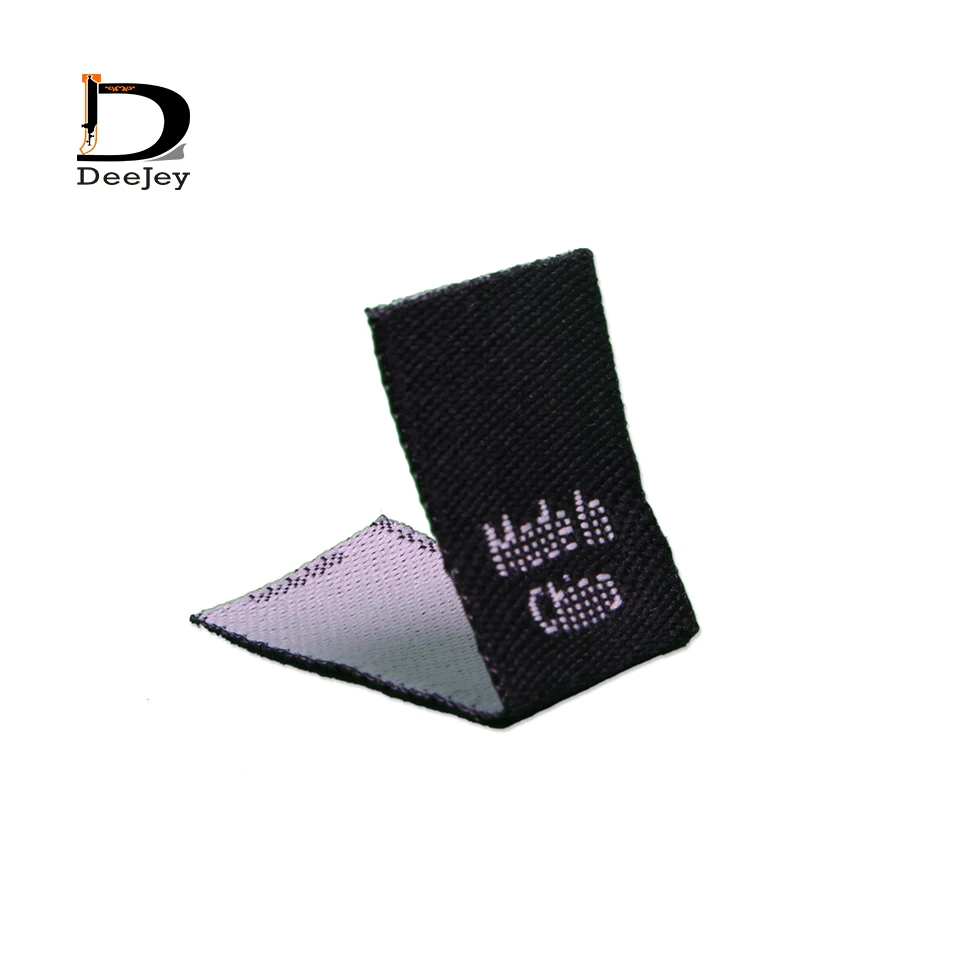 woven clothing tags made in china country origin black label tag 15x20mm center folded labels 150pcs lot