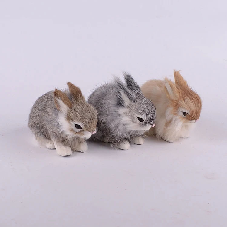 3 pieces a lot simulation rabbit toys polyethylene&furs cute rabbit model dolls gift about 13cm 1301