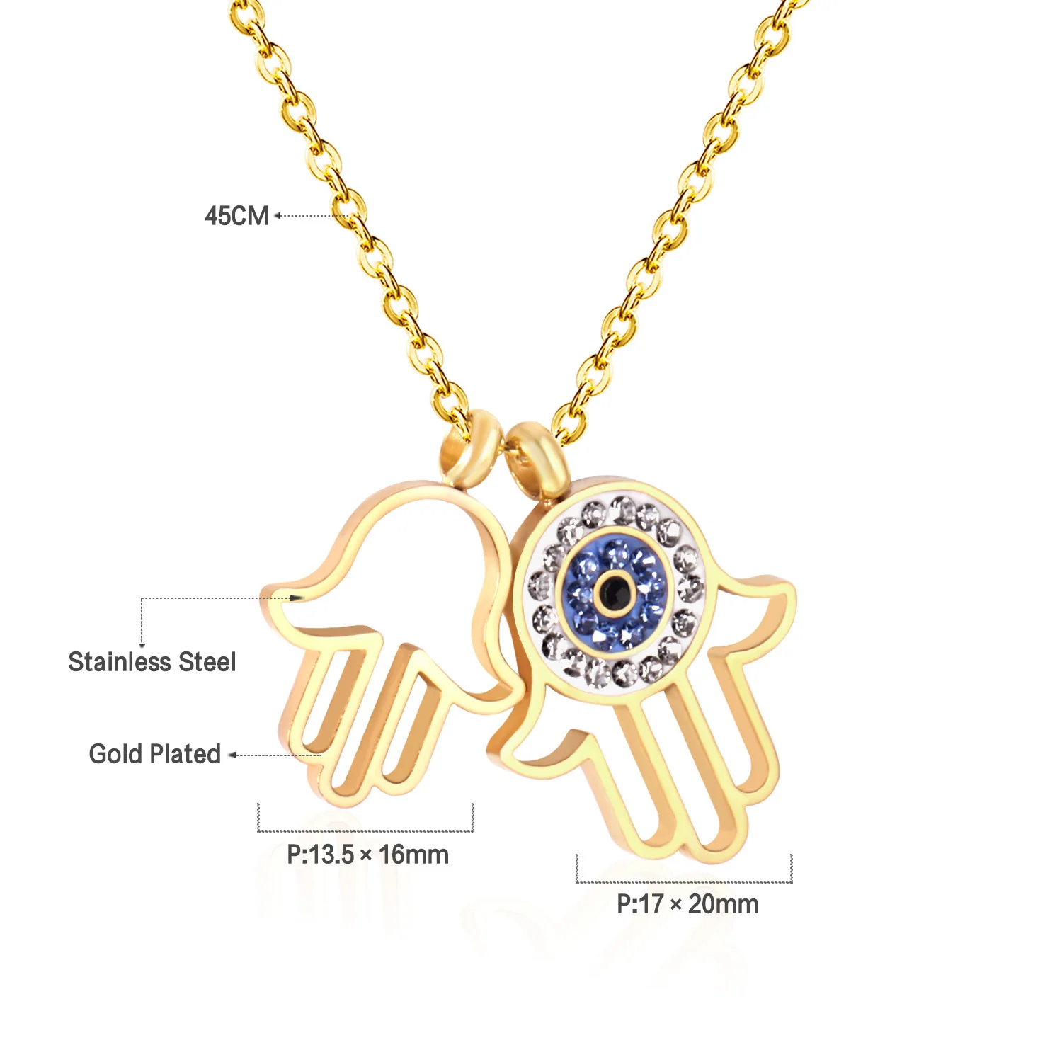 LUXUSTEEL Collars Mujer 2020 Hamsa Pendant Necklace With  Cubic Zirconia Choker Trendy Chains Necklace Chritmas Wedding