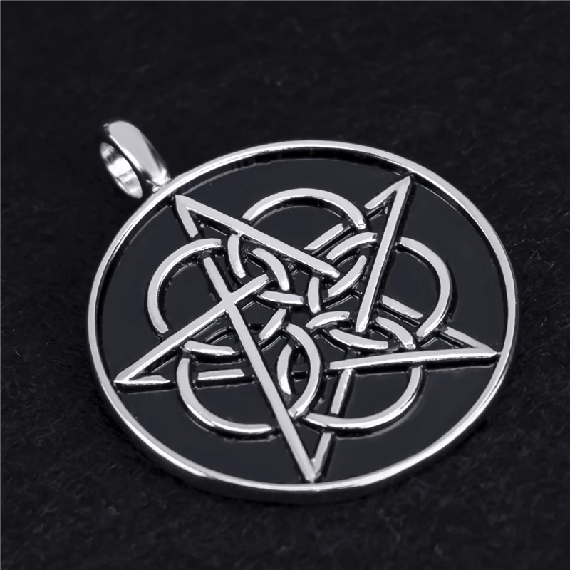 Mens Circle Knot Star Silver Black Pewter Pendant Necklace Free Shipping LP280