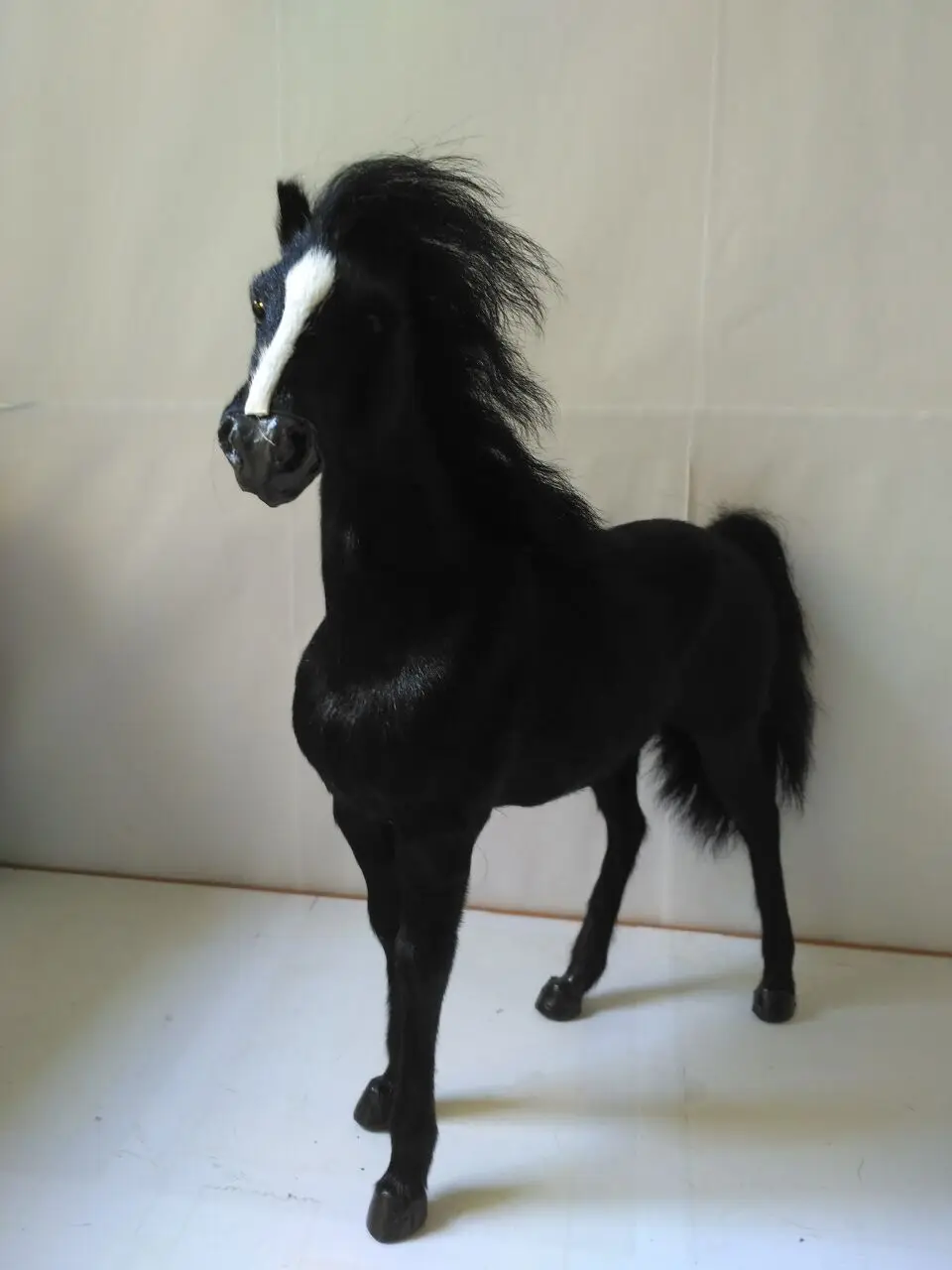 big simulation black horse toy polyethylene&furs war horse model doll gift about 34x36cm 1979