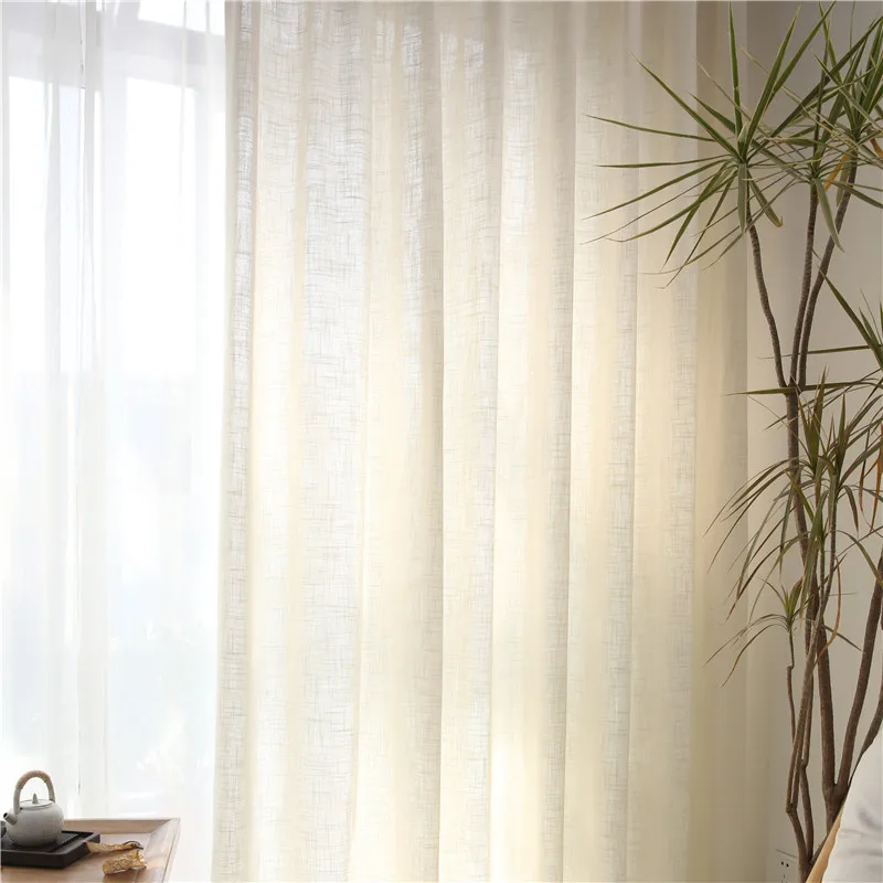 CITYINCITY Tulle Curtains for Living Room Modern solid Japan Faux Linen Window curtain For Bedroom Rideaux Customized ready made