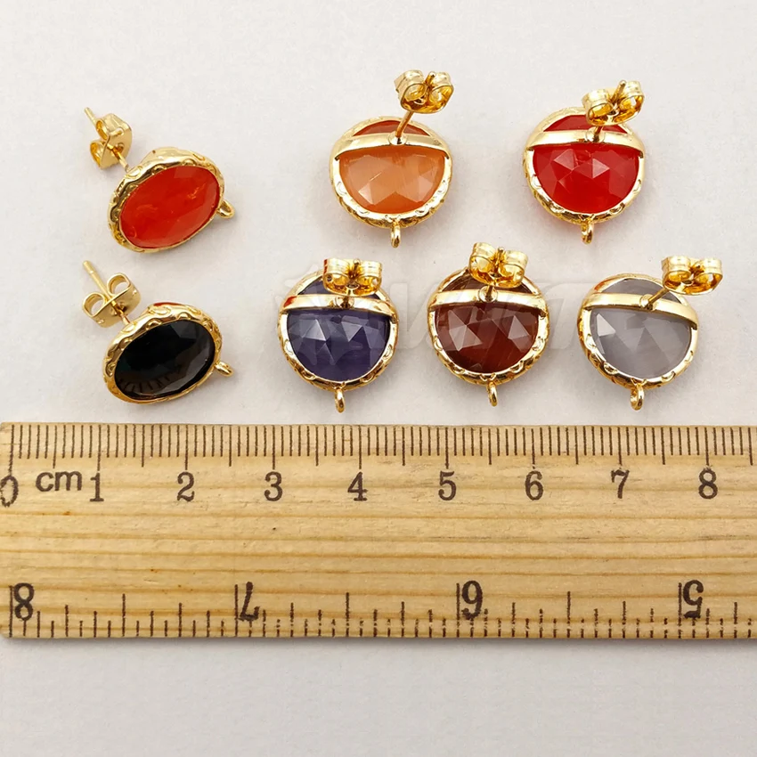 

JF170 Wholesale fashion jewelry multicolor cat eye earring accessories with 24K gold trim circular shape jewelry for women 15mm