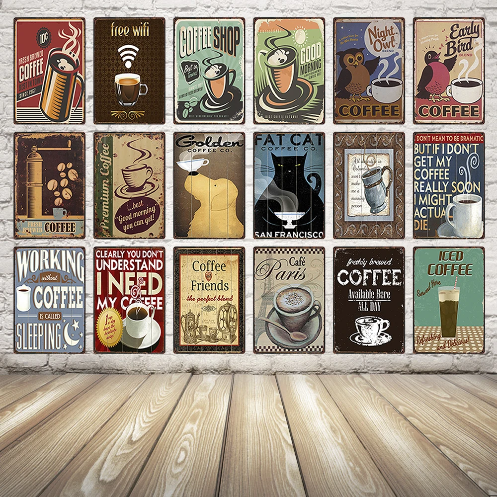 [ Kelly66 ] Premium Coffee Shop Old Tea  Metal Sign Tin Poster Home Decor for Cafe Wall Antique Art Painting 20*30 CM Size Dy23