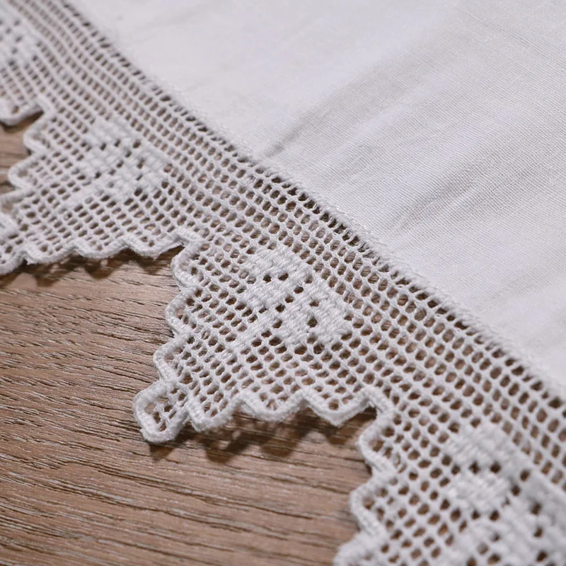 CC001: Cushion cover 2 pieces/pack  Hand made drawn thread work the lace edge   55% Ramie 45% cotton