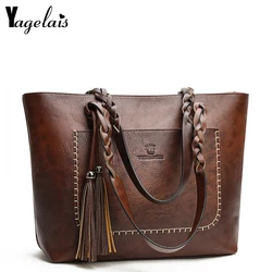 Women Messenger Bags Leather Daily Luxury Tassel Leather Handbags Female Designer Bag Vintage Big Tote Shoulder Bag High Quality