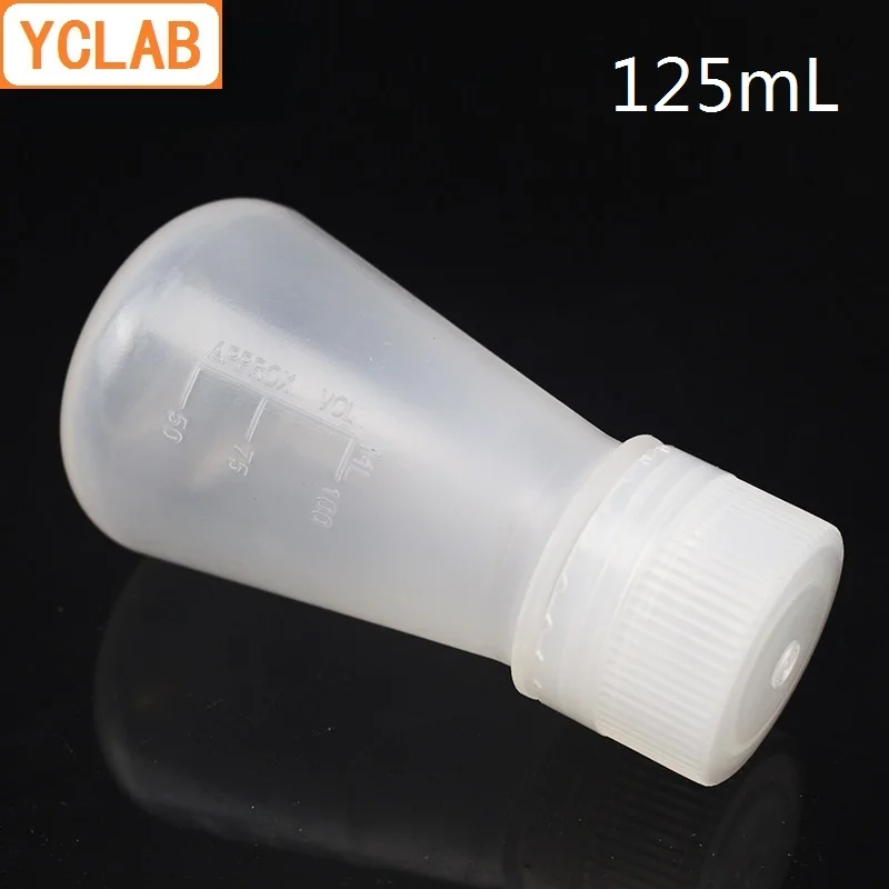 YCLAB 125mL Plastic Erlenmeyer Flask with Screw Cap and Graduation Conical Triangle Flask Laboratory Chemistry Equipment