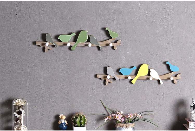 1PC New Creative Woody Bird Hooks Children Bedroom Hangers Wall Decoration Wall Hanging Clothes Hooks ME 001